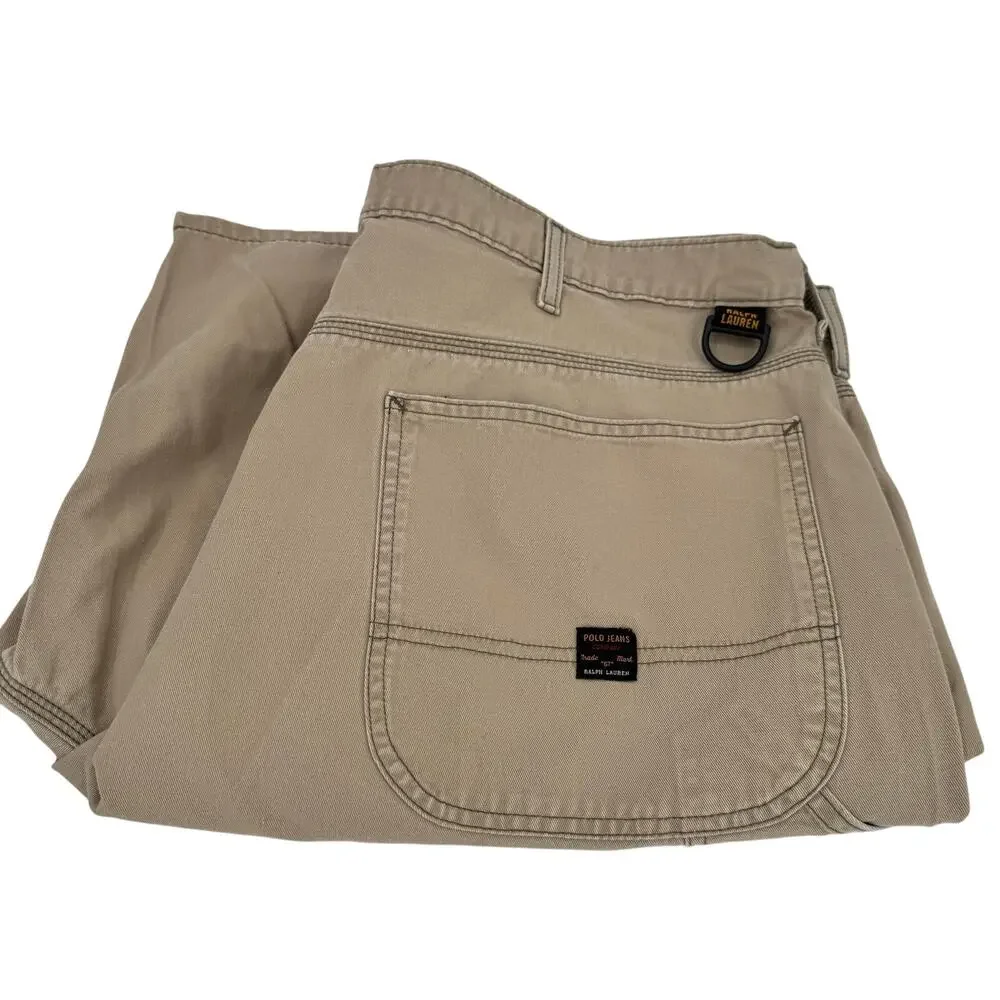 Polo Jeans Co Shorts Mens 40 (41x10.5 ACTUAL) Khaki Tan Carpenter Short‎ Vintage